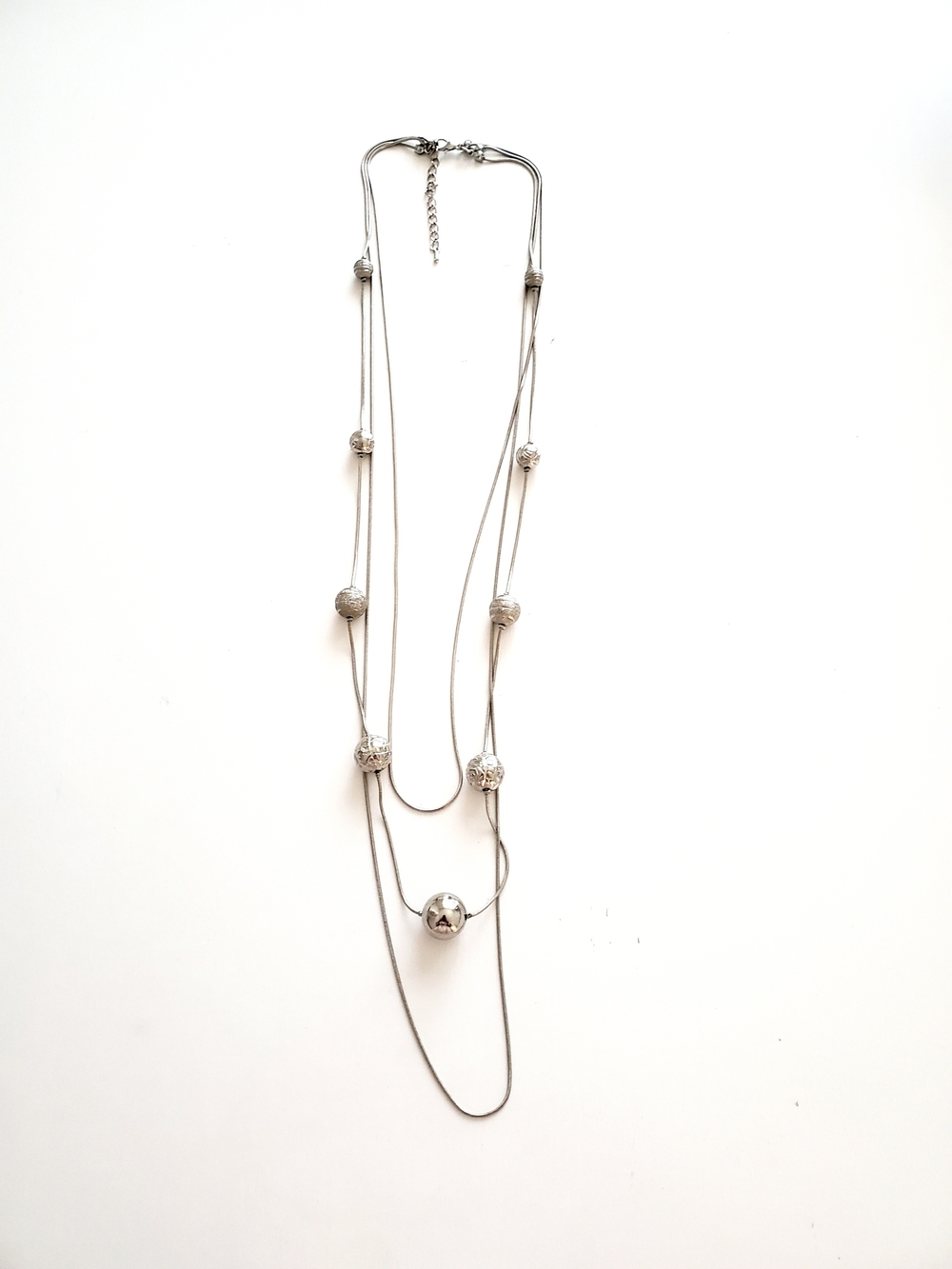 Silver Multi-Strand Bead Necklace - Women Jewelry